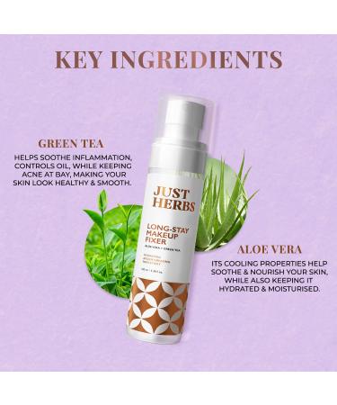 Just Herbs Long Stay Non Sticky Makeup Fixer Setting Spray for Face Makeup with Aloevera and Green Tea 100 ml - Buy Online on GoSupps.com