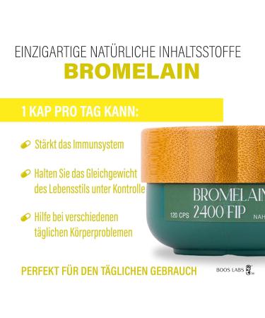 Boos Labs Bromelain 500mg - 2400 FIP - 120 Vegan Capsules - Natural Pineapple Enzyme for Digestive Health - Buy Online on GoSupps.com