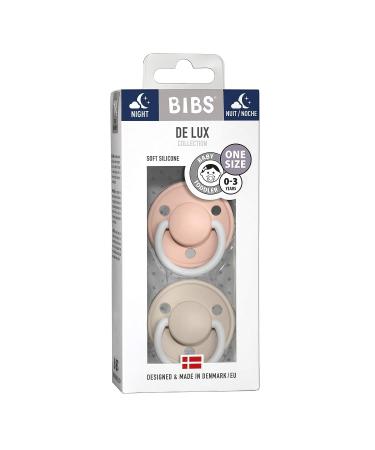 BIBS Pacifiers - De Lux Collection | BPA-Free Baby Pacifier | Made in Denmark | Set of 2 Blush Night/Vanilla Night Color Premium Soothers | Size One Size - Buy Online on GoSupps.com