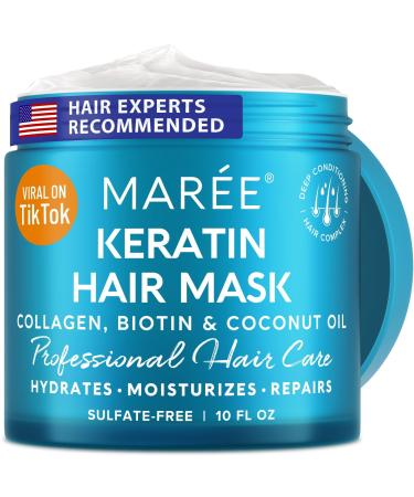 MAREE Hair Mask for Damaged Hair - Keratin Hair Treatment Conditioner - Extremely Deep Conditioning Hair Mask for Dry Damaged Hair and Growth Hydrating and Repair Keratina Mascarilla Para el Cabello