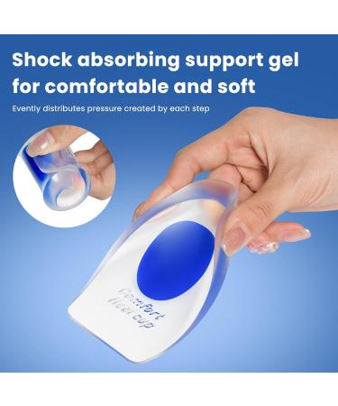 Heeren Cushion - 2 Pairs Gel Heel Protection Pads for Plantar Fasciitis & Heel Pain Relief - Blue Silicone Heel Socks (4 Pieces) - Buy Online on GoSupps.com