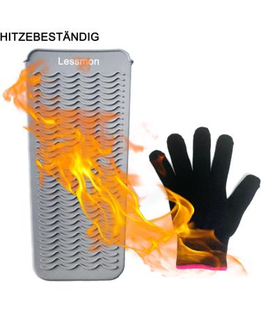 Heat-Resistant Mat Bag & Gloves for Hair Styling | 28.5cm x 14cm | Ideal for Curls & Smoothing Tools - Gray - Buy Online on GoSupps.com