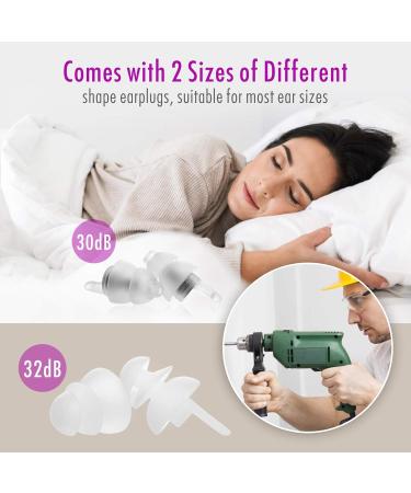 Hearprotek Ultra Soft Sleeping Ear Plugs - 2 Pairs (32db & 30db) for Side Sleepers, Snoring, Working, Construction - Noise Reduction and Hearing Protection (White) - Buy Online on GoSupps.com