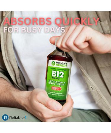 Reliable-1 Laboratories Liquid Vitamin B12 Daily Supplement 1000mcg for Adult Men & Women - Natural Cherry Flavor - Buy Online on GoSupps.com