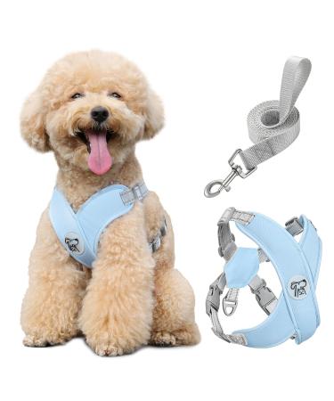 Pawaboo dog harness with dog leash set x-frame adjustable anti-train anti-embroidery dog breast dishes for small medium-sized dogs & puppies breathable dog vest with a leash (m blue) m blue