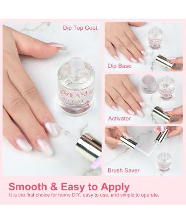 Saviland Dip Powder Liquid Set 10pcs with Foundation Gel, Top Coat, Activator & Nail Tools - French Nails Kit for Long Lasting Results - No Nail Lamp Needed - Buy Online on GoSupps.com