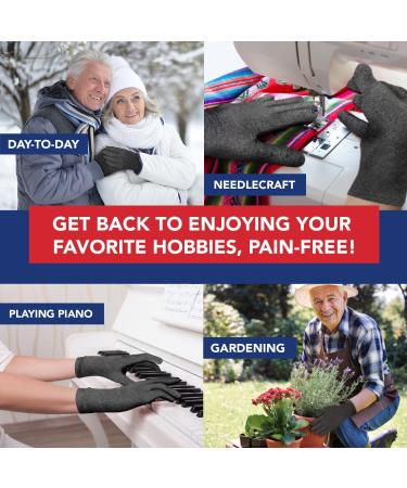 Doctor Developed Grey Arthritis Compression Gloves with Handbook - Joint Conditions, Raynauds Disease, Carpal Tunnel (S) - Buy Online on GoSupps.com