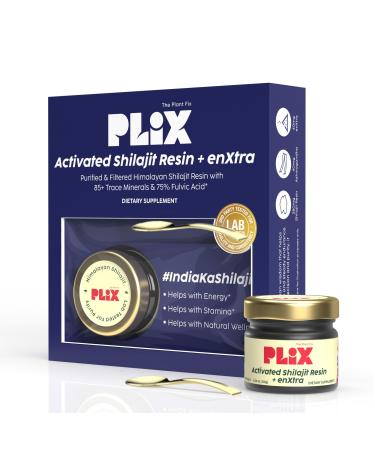 PLIX Activated Shilajit Resin + enXtra | Himalayan Shilajit with 85+ Trace Minerals & 75% Fulvic Acid for Enhanced Strength Stamina Vitality & Mental Clarity with Lab Test Report 30g - Pack of 1 1 Count (Pack of 1)