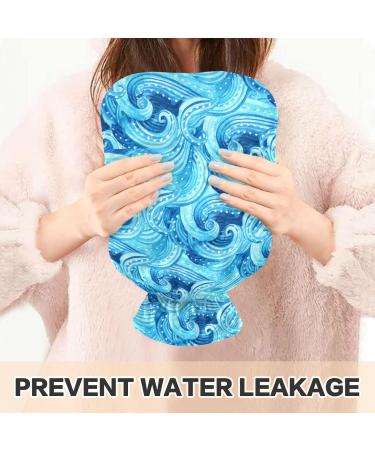 Naanle Watercolor Heat Bottle Ocean Waves Design | 1L Hot Water Bottle for Bed & Therapy | Ideal for Hand & Feet Relief | Convenient Transparent Bag Included - Buy Online on GoSupps.com