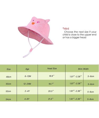 LANGZHEN Beach Sun Protection Hat for Baby Girls - Adjustable Wide Brim Toddler Kids Hat with Chin Strap - Pink Cat Design - Buy Online on GoSupps.com