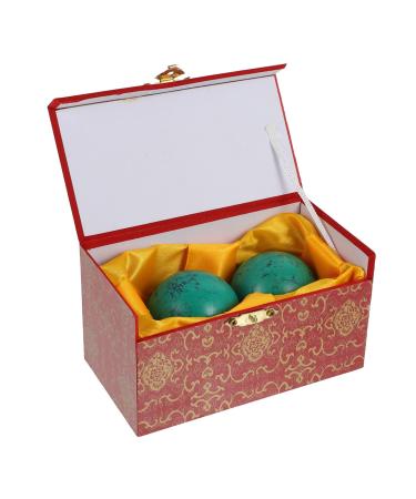 Beaupretty 4 pieces turquoise handball wooden baoding balls green gemstones marble chinese baoding balls with bell play hand training balls H lzern fitness health care massage accessories
