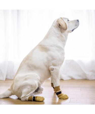 Expavloric Anti-Slip Dog Paw Protection with Adjustable Straps | Soft & Elastic Beige Fabric for Better Traction on Wooden Floors - Size S - Buy Online on GoSupps.com