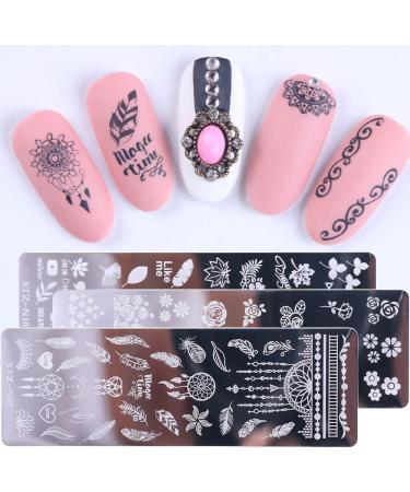 Onsinic Nail Stamping Plates - Floral Feather Leaf & Geometric Designs | 1 Piece Nail Art Stencil for Stunning Manicures - Buy Online on GoSupps.com