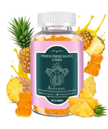 Aavlarla Premium Feminine Balance Gummies Probiotic Gummies PH Balance and Gut Health Support Supports Vaginal Flora Boosts Immune System Nurtures Women's Health Pineapple Flavor 90 Count