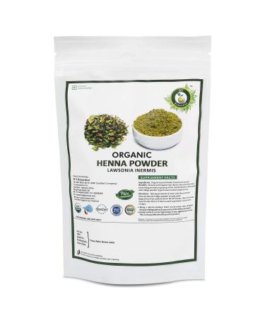 R V Essential Organic Henna Powder 100gm/ 3.53oz/ 0.22lb- Lawsonia Inermis Natural Henna Leaf Powder For Hair USDA Organic Certified Ayurvedic Supplement in Resealable and Reusable Zip Lock Pouch 1 count (Pack of 1)