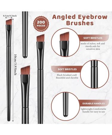 200 Pcs Disposable Angled Eyebrow & Eye Liner Brushes - Salon Quality Makeup Tool - Buy Online on GoSupps.com