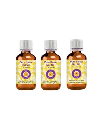 Deve Herbes Pure Kukui Nut Oil Aleurites moluccanus 100 Natural Therapeutic Grade Cold Pressed for Personal Care Pack of Three 100ml X 3 10 oz