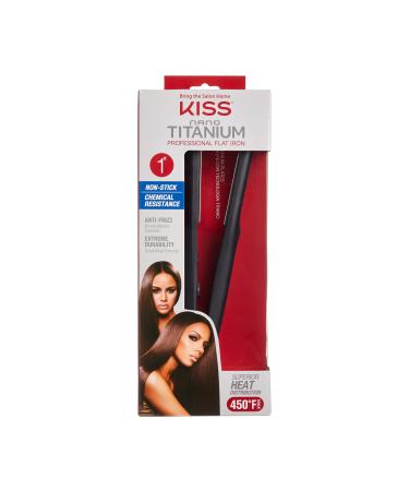 KISS Nano Titanium Professional Flat Iron Hair Straightener & Styling Tool 1" Non-Stick Chemical Resistant Titanium Plates 1.04 Pounds Variable Temperature Control Ergonomic Design