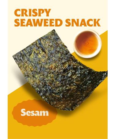 Bibigo Seaweed Snack Sesame - Roasted Seaweed Leaves | Ideal Snack or Side Dish | 3 x 5g | International Shipping - Buy Online on GoSupps.com