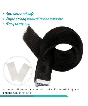 FSHINE Tape-in Hair Extensions - 30cm Black Seamless Remy Hair Weft - 20 Pieces 30 Grams for Women #1B 4 - Buy Online on GoSupps.com