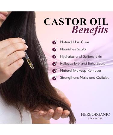 Herborganic - Castor Oil - 100ml - Therapeutic Grade -Aromatherapy Oil - Hydrates and Nourishes Skin - Boosts Hair Growth - Perfect For Eyelashes and Eyebrows - Buy Online on GoSupps.com