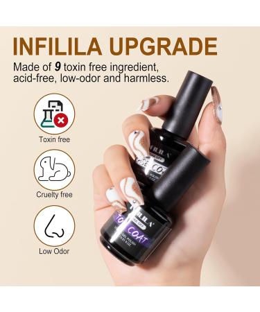NXJ INFILILA Gel Base and Top Coat 15ml 2pcs No Wipe Gel Top Coat Base Coat Set Shine Finish and Long Lasting Soak Off Base and Top Coat Gel Polish UV Led for Home DIY & Nail Salon Base Top Coat - Buy Online on GoSupps.com
