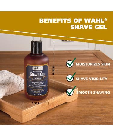 Wahl Clear Shave Gel 8.5 Oz - Clean, Close, Comfortable Shave, Easy Edging, Razor Cleaning, Softens Beard and Skin - Buy Online on GoSupps.com