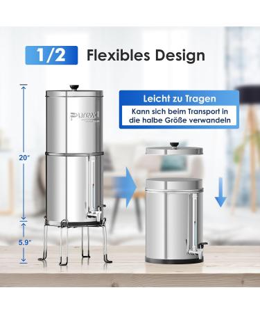 PureWell 6-Stage Ultrafilter Water System - EU Certified 304 Steel Reduces Fluoride & Chlorine 8.5L Capacity - Buy Internationally - Buy Online on GoSupps.com