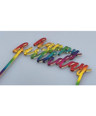Rainbow Happy Birthday Cake Topper Acrylic Birthday Cupcake Topper Cake Pick Decorations for Birthday Party Cake Desserts cup cake topper - Buy Online on GoSupps.com