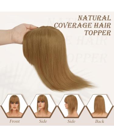 Ruwiss Real Hair Topper for Women | Silk Base Clip-In Hair Pieces | Light Brown Short Wigs for Thin Hair | 100% Human Hair Crown Topper - Buy Online on GoSupps.com
