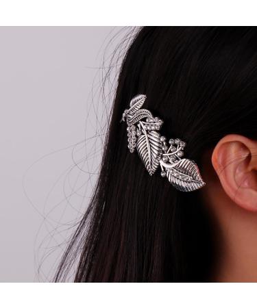 Dreamtimes Oak Leaf Hair Clip Zircon Round Hand Cast Metal Barrette Large Hand Crafted Barrette French Hair Clip Vintage Protection Hair Clip Barrettes Gift for Women Girl (SILVER) - Buy Online on GoSupps.com
