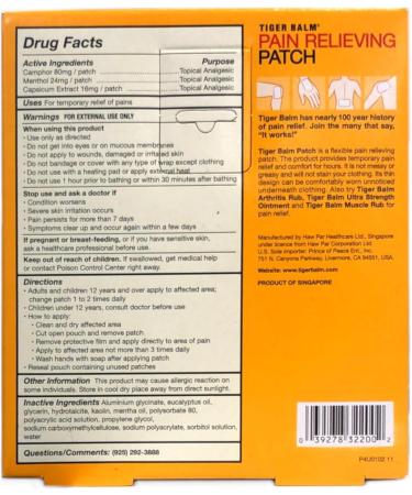 Buy 5CT Tiger Balm Patch - Effective Pain Relief | Fast International Shipping - Buy Online on GoSupps.com