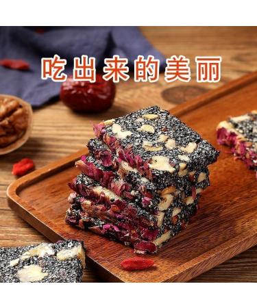 Black sesame walnut red jujube and rose cut cake ready to eat red jujube nut cake dessert instant handmade health cake black sesame candy Chinese casual snack gift pack (50pcs) 0.02 g (Pack of 50) - Buy Online on GoSupps.com