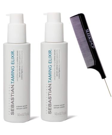 Seb TAMING ELIXIR Sebman Weightless Smoothing-Creme Serum (with Sleek Steel Pin Tail Comb) Professional Cream Hair Gel (4.7 OUNCE (Pack of 2))