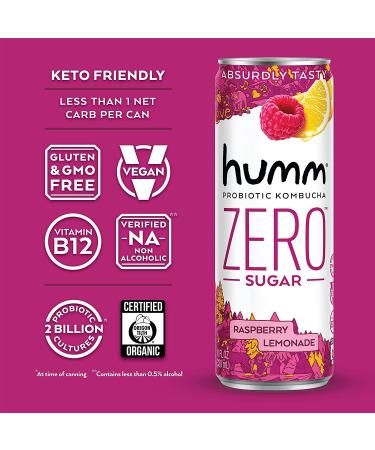 Humm Probiotic Kombucha Zero Sugar Variety Pack - Keto-Friendly, Organic, Vegan, Gluten-Free - 11oz Cans (16 Pack) - Buy Online on GoSupps.com