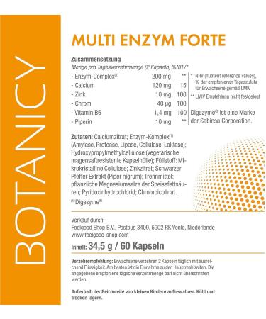  Botanicy Botanicy MULTI ENZYM FORTE - Normalizes digestion even in cases of lactose intolerance - DigeZyme multi-enzyme complex with digestive enzymes amylase protease lactase lipase and cellulase - Buy Online on GoSupps.com