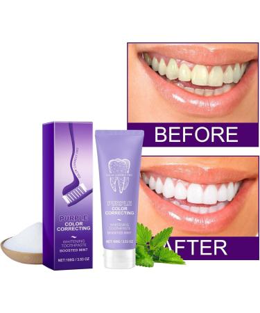 Purple Whitening Toothpaste Violet Teeth Whitening Oral Cleaning Toothpastes For Teeth Whitening Color Corrector Serum Included Teeth Whitening Booster (1) - Buy Online on GoSupps.com