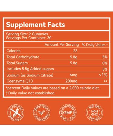 CoQ10 Gummies 200mg - Vegan Energy Supplement Non-GMO & Gluten Free (60 Count) - Boost Energy Naturally - Buy Online on GoSupps.com