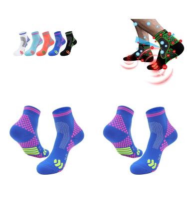 Ocervd Highersocks 2023 Far Infrared Schorl Titanium Ion Heightening Booster Socks Breathable Comfort Tourmaline Socks for Women&Men Tourmaline Health Sock 2PCS Blue-M Medium 2pcs Blue