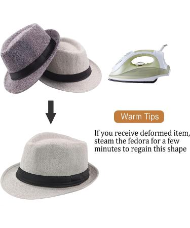 Ultrafun 5 Pack Short Brim Fedora Summer Beach Sun Hat Panama Cap for Men Women - Black, White, Khaki, Blue, Wine Red - Buy Online on GoSupps.com