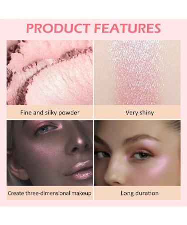 Highlighter Makeup Stick | Powder High Light Powder for Makeup | Easy Using Long Lasting Cosmetic Supplies for Hair Face Eyes Body Makeup Shzons 02#pink - Buy Online on GoSupps.com