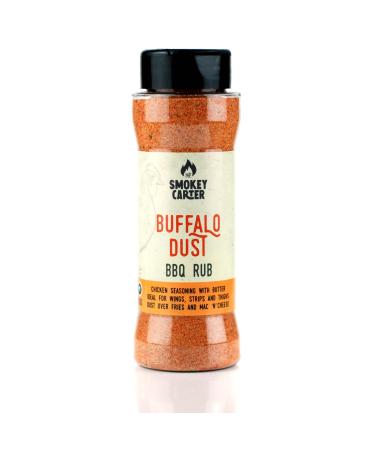 Buffalo Dust BBQ Rub Shaker | The Smokey Carter | Tangy Buffalo seasoning with butter ideal for wings strips and thighs. | Great on chicken wings