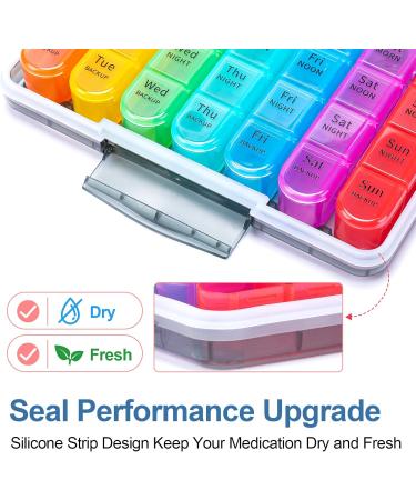 Buy Daviky Weekly Pill Organizer - 4 Times a Day Moisture-Proof 7-Day Pill Case Travel-Friendly with 28 Compartments for Vitamins & Meds - Buy Online on GoSupps.com