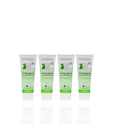 LOGODENT Toothpaste Daily Care (4 x 75 ml) Wonderful minty taste Organic toothpaste Vegan Fluoride-free Natural cosmetics