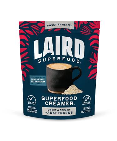 Laird Superfood Non-Dairy Original Coffee Creamer with Functional Mushrooms Chaga Cordyceps Lion's Mane and Maitake and Non-Dairy Original Superfood Coconut Powder Creamer Gluten Free Non-GMO Vegan 8 oz. Bag Pack of 1