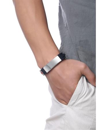 Adjustable Warfarin Medical Alert ID Bracelet - Stainless Steel & Black Silicone Buckle for Men & Boys - Buy Online on GoSupps.com