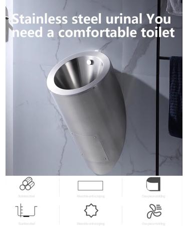 Stainless Steel Urinal Smart Men's Wall Mounted Sensor Urinal - Commercial Splash-Proof Toilet for Bar with Automatic Flush System Silver - Buy Online on GoSupps.com