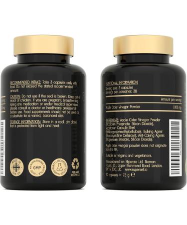 Apple Cider Vinegar Capsules with Mother - High Strength 90 Capsules 1800mg - Raw Unfiltered Apple Cider Vinegar Tablets - ACV Supplement for Women & Men - UK Keto Diet Friendly Pills That Work Fast - Buy Online on GoSupps.com