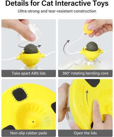 HOPET Interactive Cat Toy with Catnip Balls, Roller Tracks, and Exercise Balls for Indoor Cats - Kitten Feeder Stimulation Toys - Yellow - Buy Online on GoSupps.com