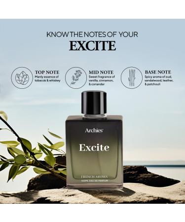 ARCH-IES EXCITE Eau De Parfume for Men | 100 ml | French Aroma | Whiskey Woody Smokey | Premium & Long Lasting EDP Fragrance Scent - Buy Online on GoSupps.com